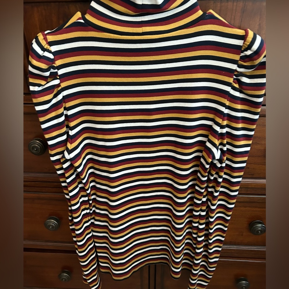 NWOT Veronica Beard Cedar Striped Puff Sleeve Multicolor Turtleneck Sweater - Picture 7 of 15